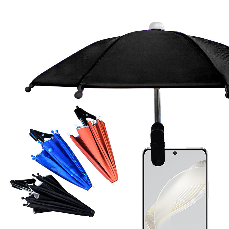 Opklapbare paraplu met telefoonhouder