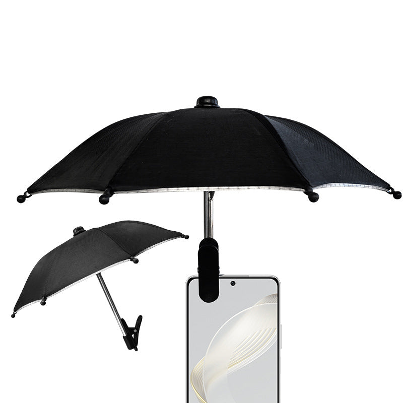 Opklapbare paraplu met telefoonhouder