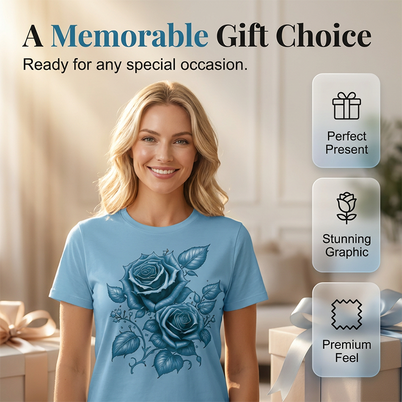 Elegant T-shirt met rozenprint voor dames