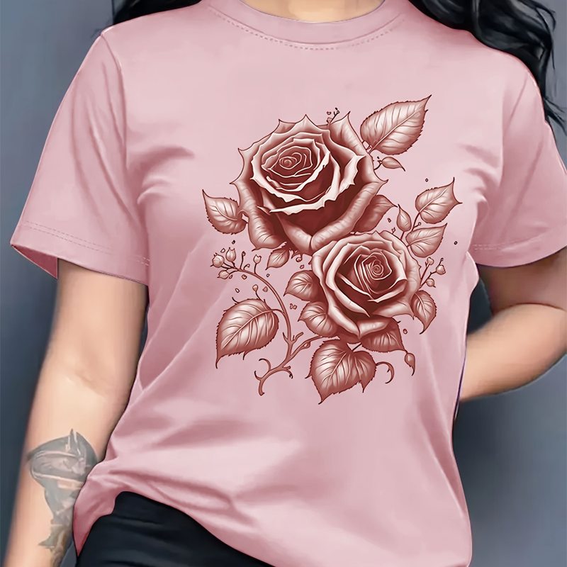 Elegant T-shirt met rozenprint voor dames