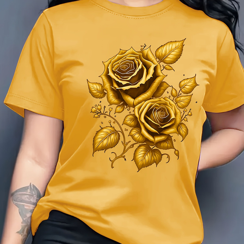 Elegant T-shirt met rozenprint voor dames