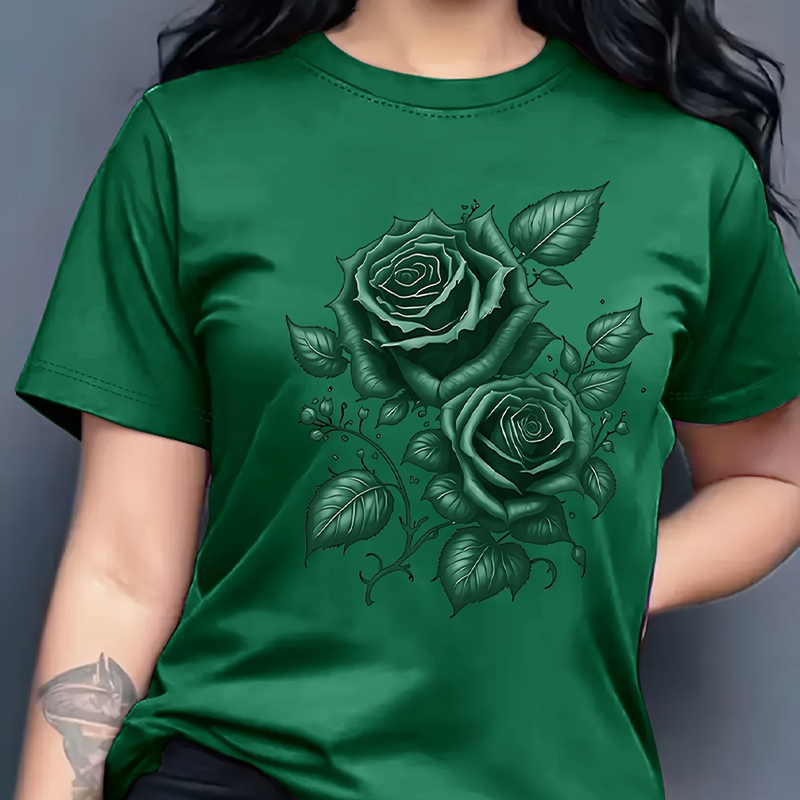 Elegant T-shirt met rozenprint voor dames