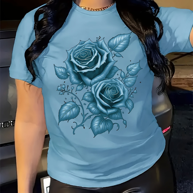 Elegant T-shirt met rozenprint voor dames