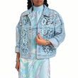 🎉50% korting voor een beperkte tijd🛒Luchtig damesjack van denim met bloemenprint en patchwork van kant