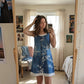Tweedelige jurk met denimprint voor dames