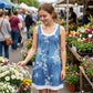 Tweedelige jurk met denimprint voor dames