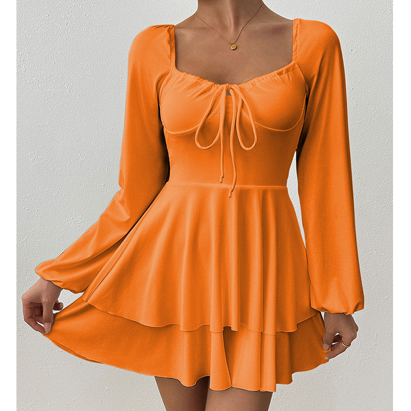 👗 50% OFF NOW! 🎀 Women's Sweetheart Neckline Skort Dress – Tiered Ruffles & Open Back – Playful & Elegant 🥂