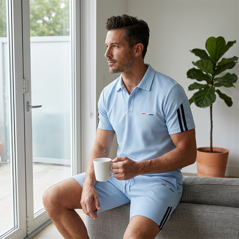 🏆 Laatste dag uitverkoop! 50% korting. 🔥 Casual set met korte mouwen en korte broek voor heren.