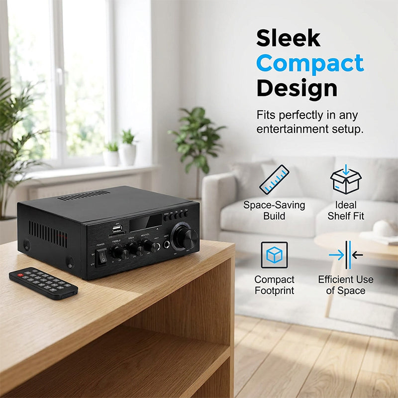 🔊 Digitale Stereo-Versterker met Bluetooth & USB – 2-kanaals, compact & krachtig, ideaal voor thuisbioscoop, muziek & karaoke 🎵