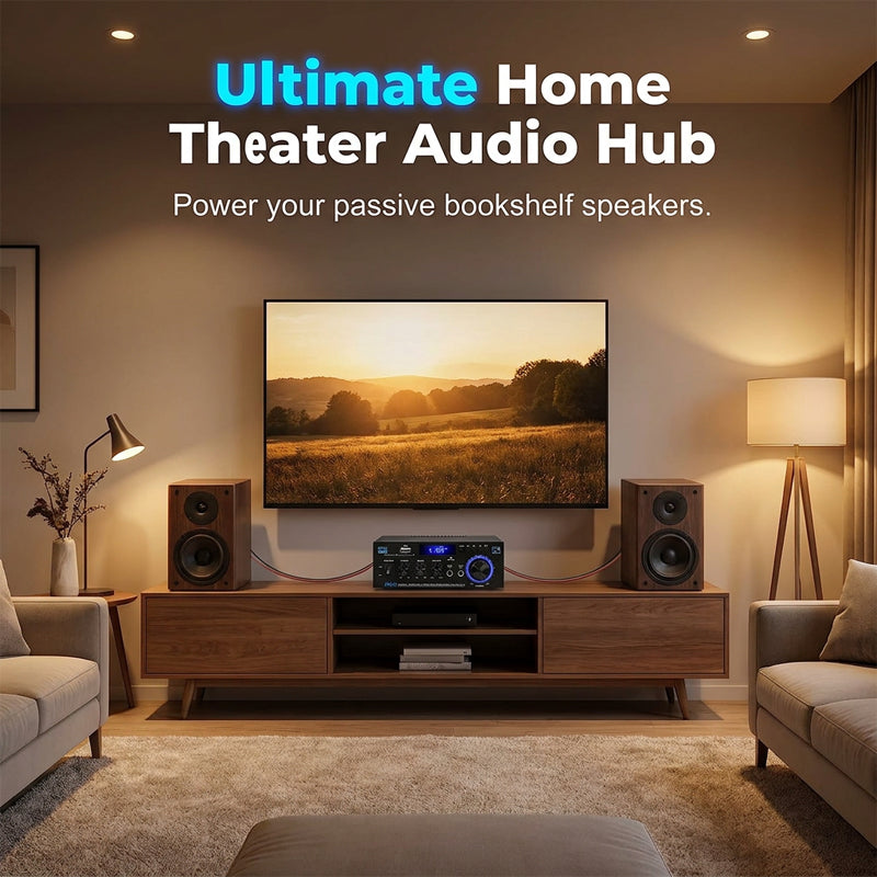 🔊 Digitale Stereo-Versterker met Bluetooth & USB – 2-kanaals, compact & krachtig, ideaal voor thuisbioscoop, muziek & karaoke 🎵