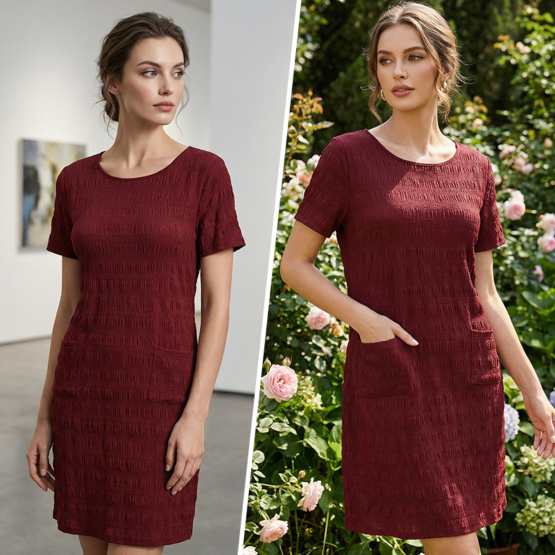 🔥50% KORTING 💃 Elegante Jurk met Textuur ✨ Kreukvrij & Comfortabel