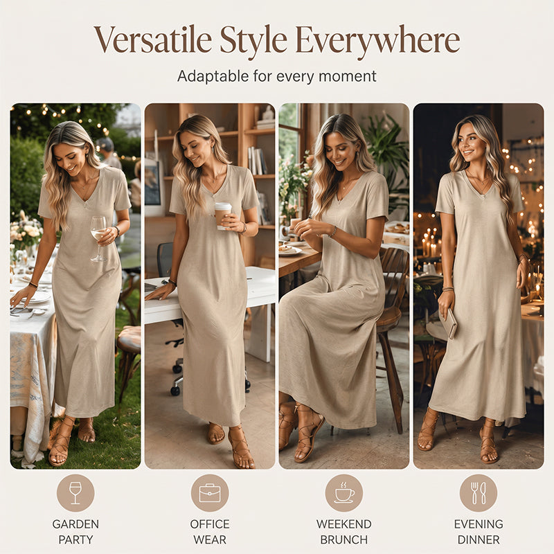 🔥 50% KORTING! 👗 Linnenmix Maxi Jurk – Ademend, kreukvrij & elegant voor warme dagen ✨