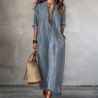 🔥50% KORTING 50K+ VERKOCHT🌊👗Dames gestreepte V-hals maxi jurk licht ademend strand zomerjurk