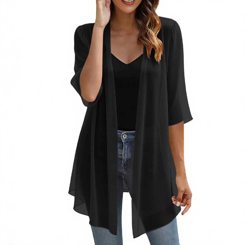Lichtgewicht chiffonvest met open voorkant voor dames