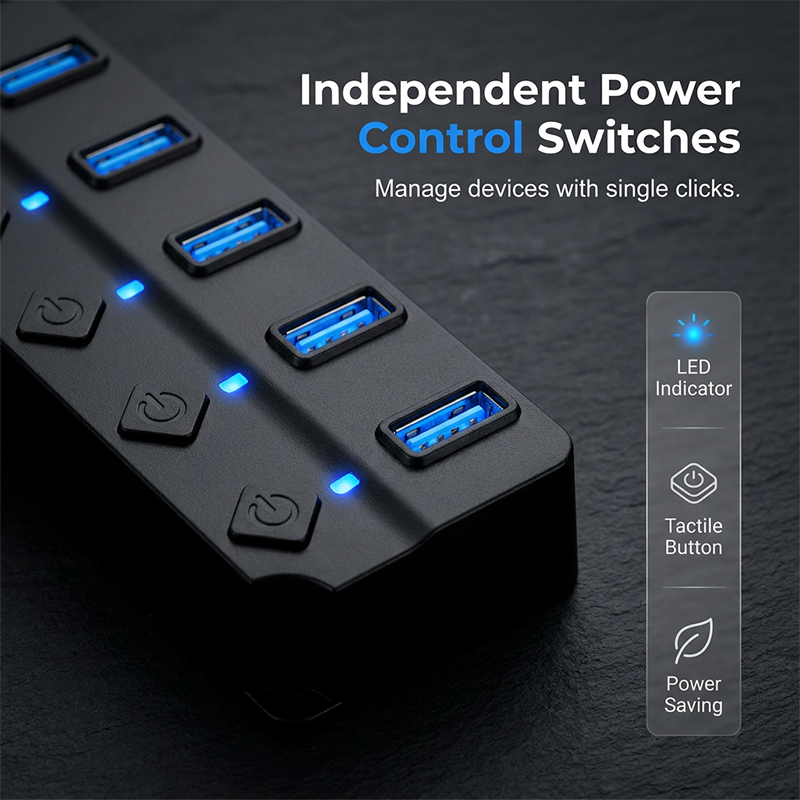 High-Speed USB 3.0 Data Hub Splitter