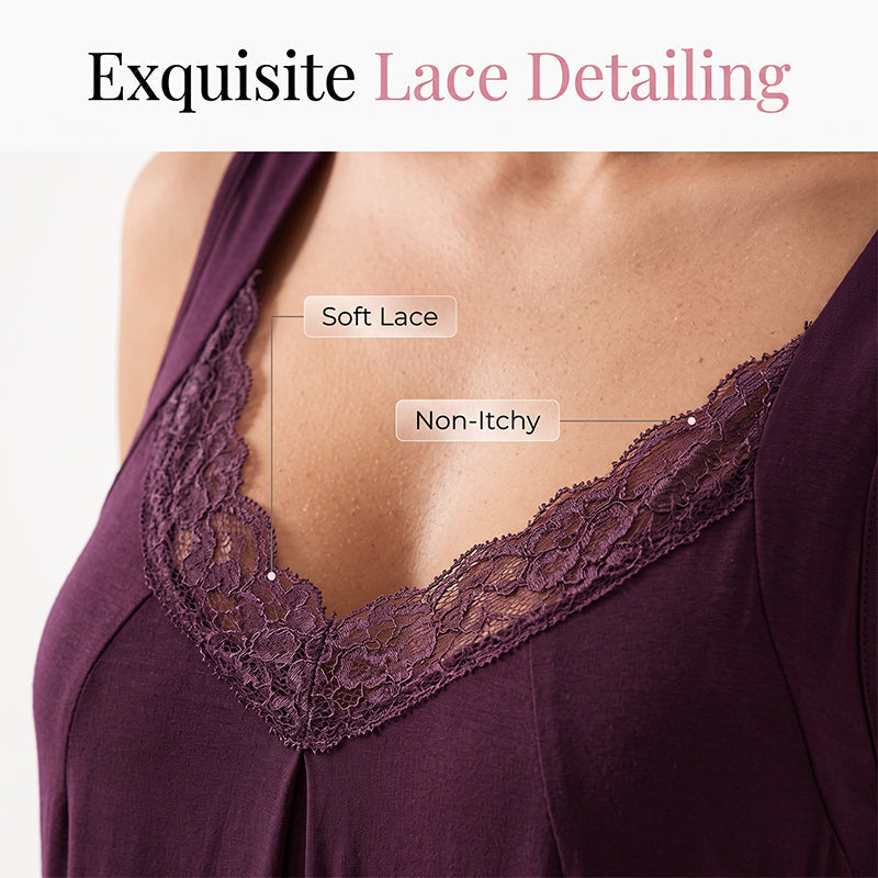 Dames Kanten V-Hals Nachthemd Losse Modal Slip Nachtkleding