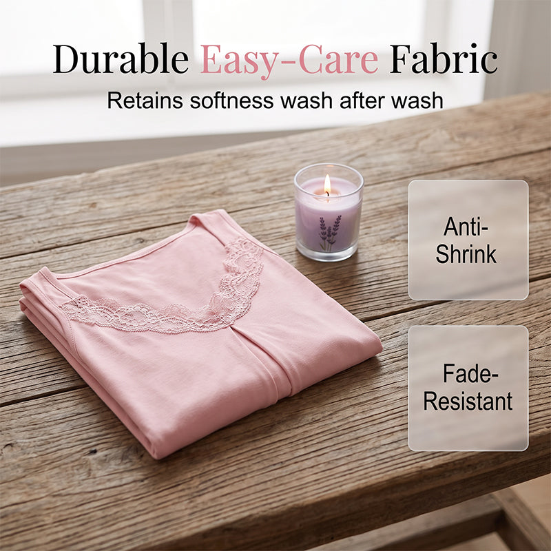 Dames Kanten V-Hals Nachthemd Losse Modal Slip Nachtkleding