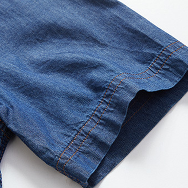 👕 Heren Casual Denim Kortmouw Overhemd | Zomerhit 2026 — Vintage Wash & Dubbele Borstzakken