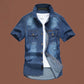 👕 Heren Casual Denim Kortmouw Overhemd | Zomerhit 2026 — Vintage Wash & Dubbele Borstzakken
