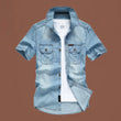 👕 Heren Casual Denim Kortmouw Overhemd | Zomerhit 2026 — Vintage Wash & Dubbele Borstzakken