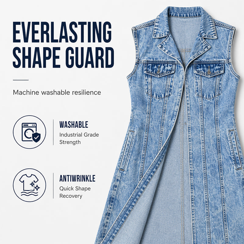 Dames Mouwloze Hoge Split Denim Vestjurk Longline Jeansjasje