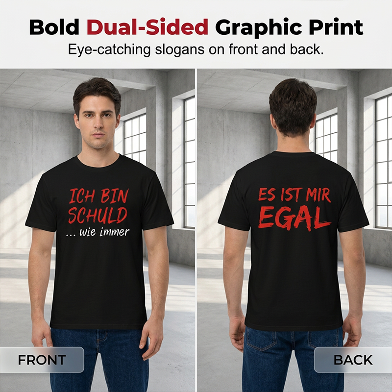 😂 Grappig Duits Slogan Heren T-Shirt | Zwart Casual Korte Mouw ✨