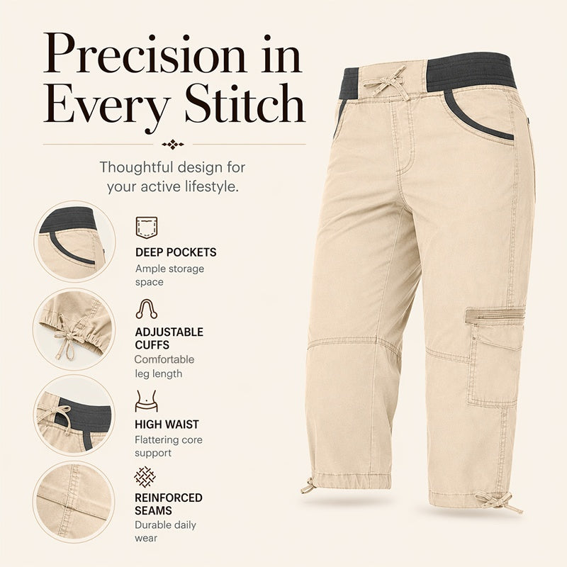 👖 Dames Cargo Capri Broek met Hoge Taille – Comfortabele Pasvorm, Praktische Zakken & Casual Stijl ✨