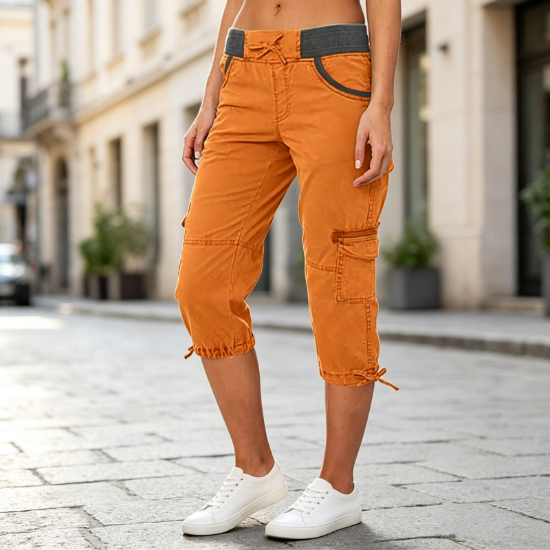 👖 Dames Cargo Capri Broek met Hoge Taille – Comfortabele Pasvorm, Praktische Zakken & Casual Stijl ✨