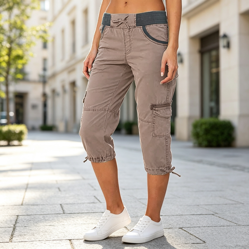 👖 Dames Cargo Capri Broek met Hoge Taille – Comfortabele Pasvorm, Praktische Zakken & Casual Stijl ✨