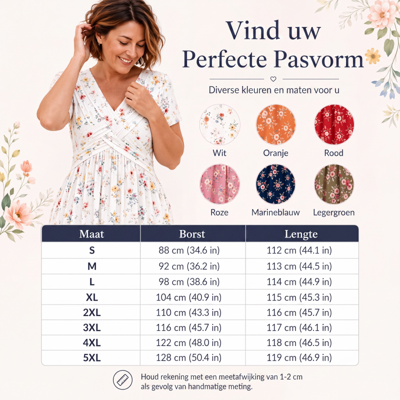 🔥 50% KORTING ✨ Bloemenjurk met V-Hals 👗Damesjurk met V-hals, bloemenprint en gedraaide taille