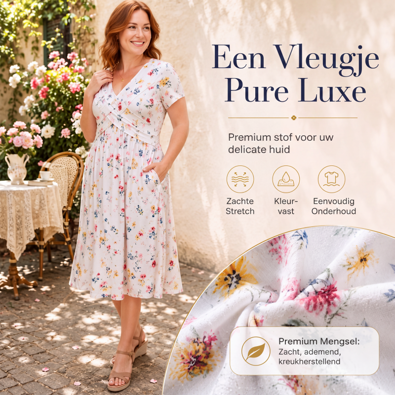 🔥 50% KORTING ✨ Bloemenjurk met V-Hals 👗Damesjurk met V-hals, bloemenprint en gedraaide taille