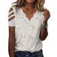 Dames T-shirt met geschulpte V-hals en hartjesprint