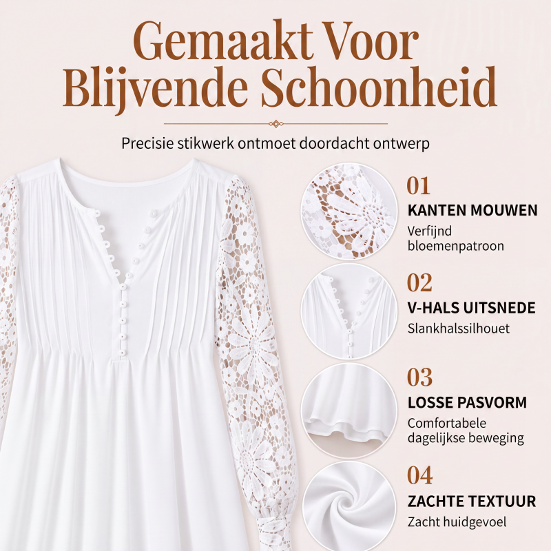 Damesjurk met lange mouwen van kant