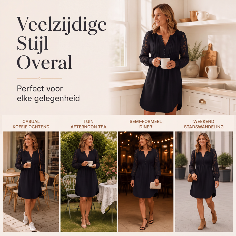 Damesjurk met lange mouwen van kant