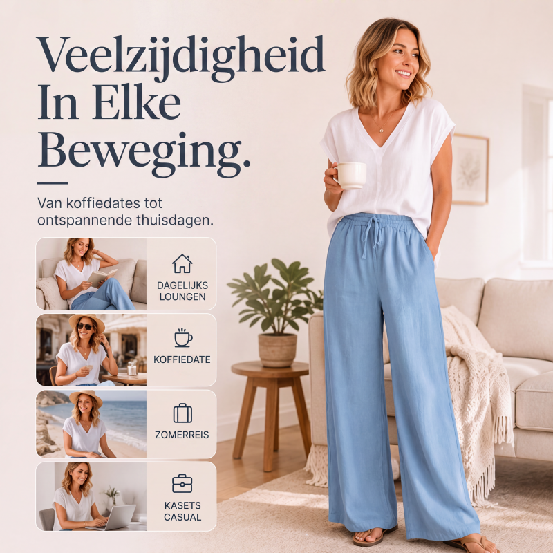 👖Casuele wijde pijpen broek met trekkoord voor dames