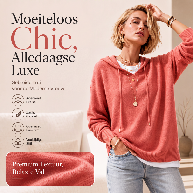 Casuele capuchontrui voor dames met trekkoord