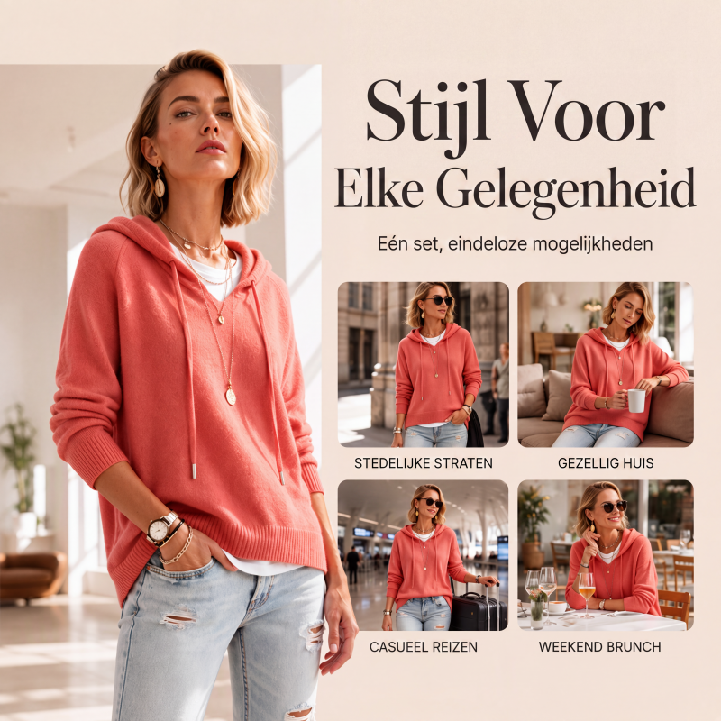 Casuele capuchontrui voor dames met trekkoord