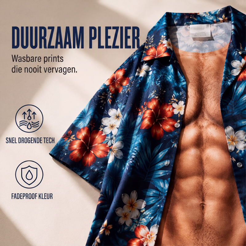 Hawaïaanans overhemd voor heren, tropische bloemenprint, korte mouwen, casual strand blouse met knopen