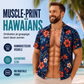 Hawaïaanans overhemd voor heren, tropische bloemenprint, korte mouwen, casual strand blouse met knopen