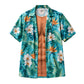 Hawaïaanans overhemd voor heren, tropische bloemenprint, korte mouwen, casual strand blouse met knopen