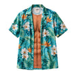 Hawaïaanans overhemd voor heren, tropische bloemenprint, korte mouwen, casual strand blouse met knopen