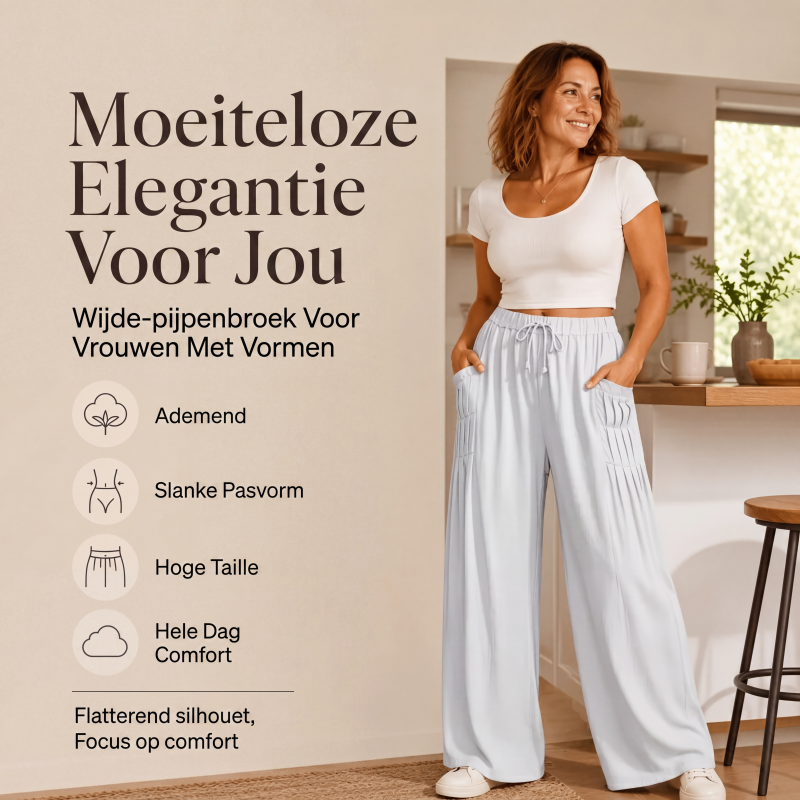 👖Wijde broek van katoen en linnen voor dames