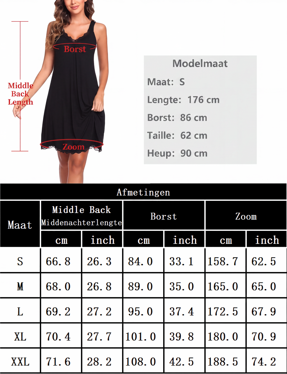 👗🌸 Elegant kanten nachtjapon – V-hals, kanten opengewerkte rand, ademend katoen. 50% KORTING! 🔥