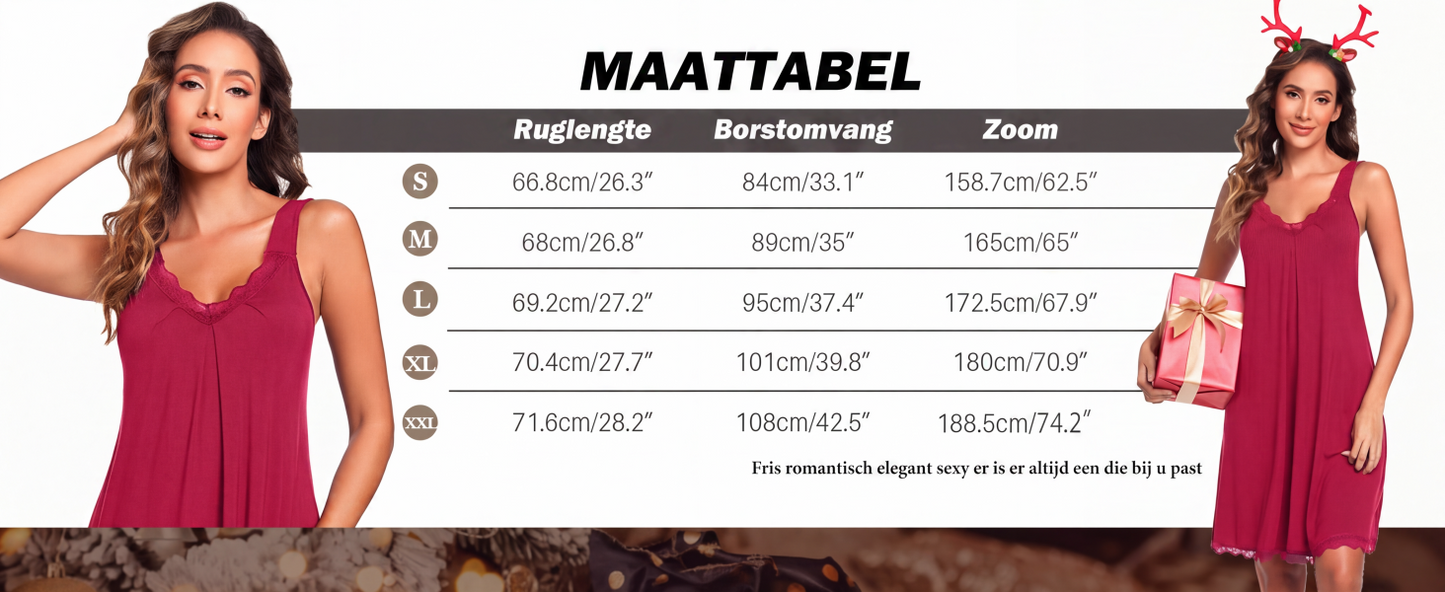 👗🌸 Elegant kanten nachtjapon – V-hals, kanten opengewerkte rand, ademend katoen. 50% KORTING! 🔥