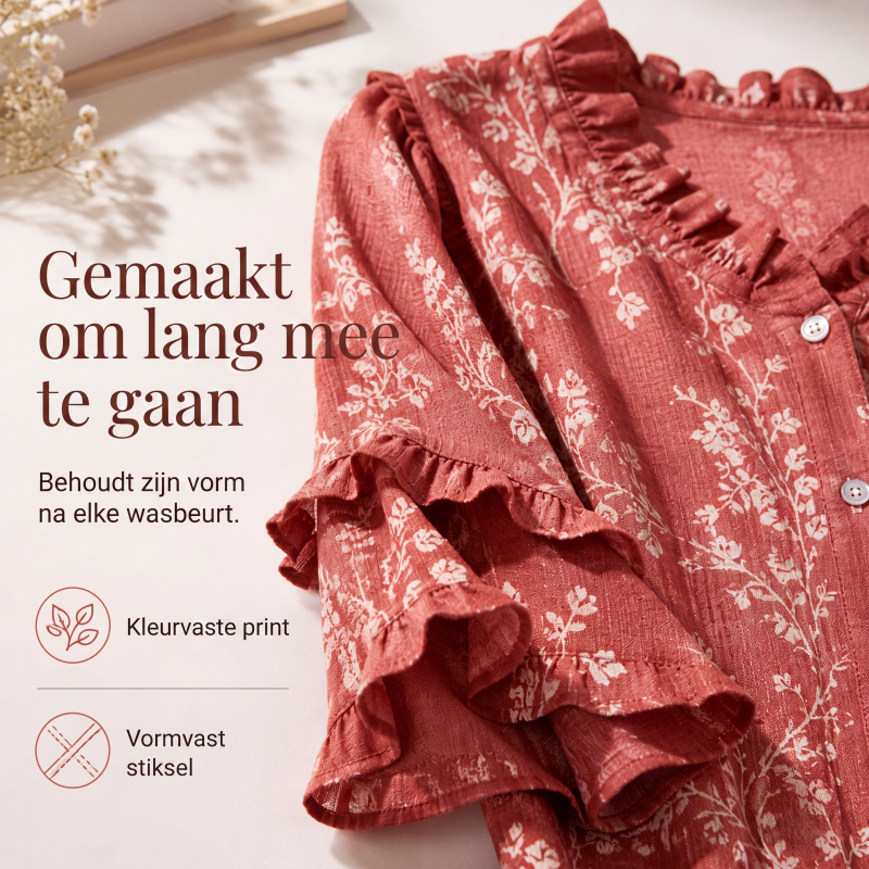 🛍️ Nieuw Binnen – Exclusieve Deal! ✨ Vintage Bloesem Blouse – Elegante Ruches & Comfort