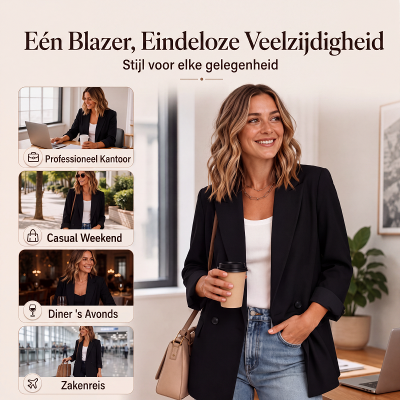 Casual blazer voor dames met contrasterende manchetten