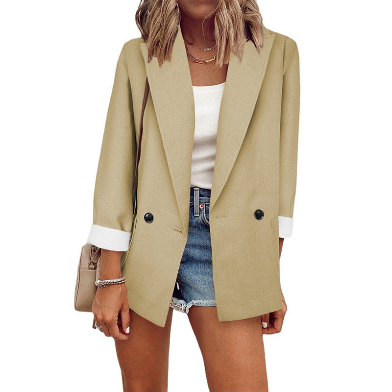 Casual blazer voor dames met contrasterende manchetten