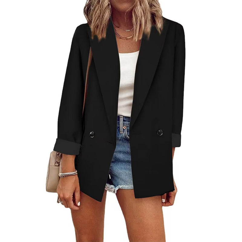 Casual blazer voor dames met contrasterende manchetten