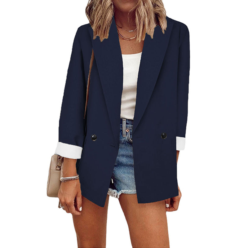 Casual blazer voor dames met contrasterende manchetten