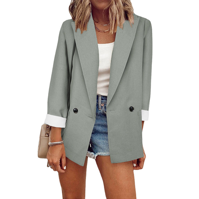Casual blazer voor dames met contrasterende manchetten